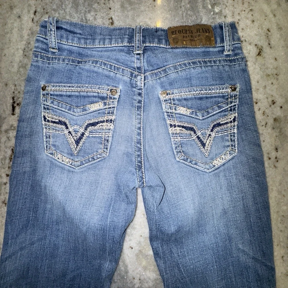 Request Jeans Youth Sz 10 Straight Denim Faded Distressed Western 26x25